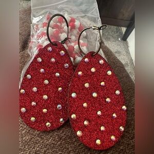 Keep It Gypsy Red Glitter Teardrop Earrings